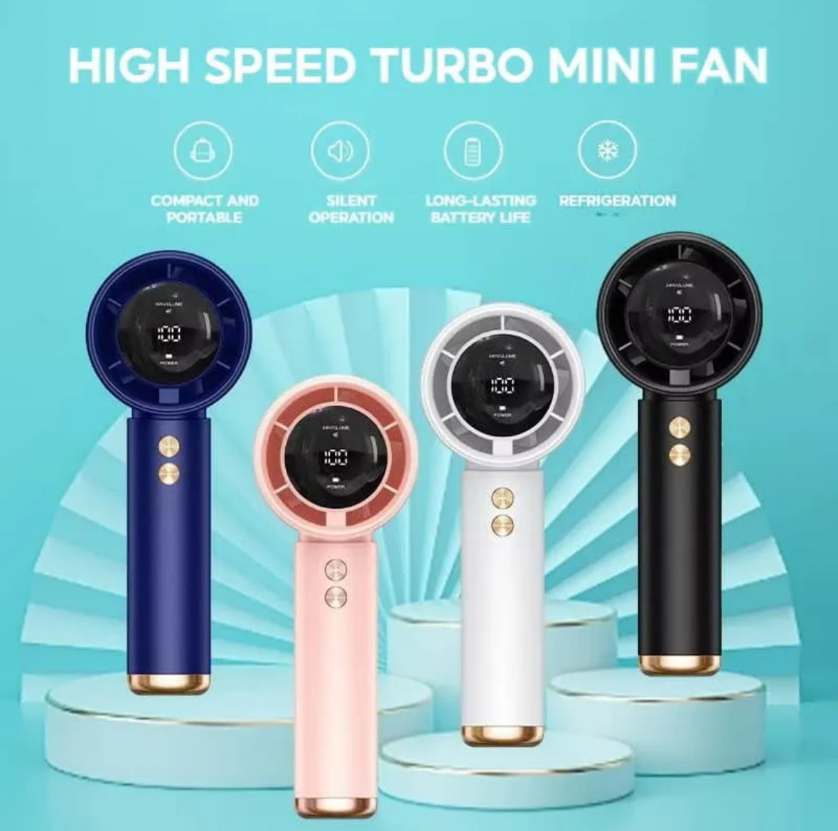 Mini Turbo Fan 100 Speeds - Instant Ice Effect 4000mAh